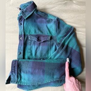 The North Face Green and Blue Plaid Shirt